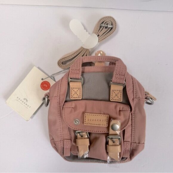 Doughnut NEW Macaroon Tiny Reborn Leather Trim Backpack Crossbody Bag Recycled - Picture 2 of 16